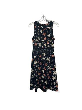 OWIN Women Floral A-Line Dress Sleevless Black/Multi Size Small